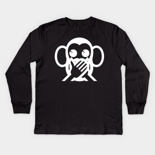 3 Wise Monkeys Iwazaru 言わざる Speak NO Evil Emoji Kids Long Sleeve T-Shirt